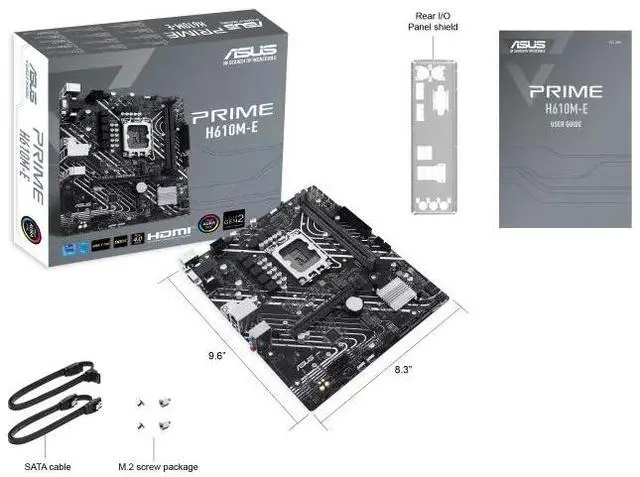 Alt view image 7 of 7 - ASUS PRIME H610M-E Intel H610 (LGA 1700) mATX motherboard PCIe 4.0, dual M.2 slots , DDR5, Realtek 1Gb Ethernet, DisplayPort ,VGA, SATA 6 Gbps, front USB 3.2 Gen 1, Aura Sync