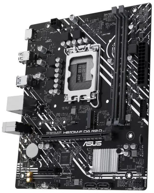 Alt view image 4 of 7 - ASUS PRIME H610M-F D4 R2.0 Intel H610 (LGA 1700) micro-ATX motherboard PCIe 4.0, DDR4, M.2 slot, Realtek 1Gb Ethernet, HDMI, SATA 6 Gbps, USB 5Gbps ports