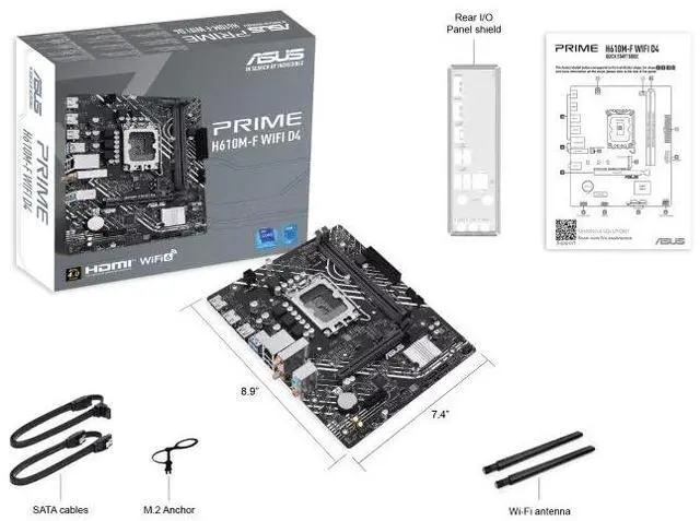 Alt view image 7 of 7 - ASUS PRIME H610M-F WIFI D4 Intel H610 (LGA 1700) micro-ATX motherboard PCIe 4.0, DDR4, 2 x HDMI, WiFi 6, Realtek 1Gb Ethernet, M.2 slot, SATA 6 Gbps, USB 5Gbps ports