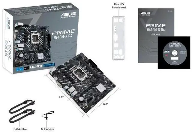 Alt view image 7 of 7 - ASUS PRIME H610M-K D4 Intel H610 (LGA 1700) mic-ATX motherboard, DDR4, PCIe 4.0, M.2 slot, Realtek 1 Gb Ethernet, HDMI/D-Sub, USB 3.2 Gen 1 ports, SATA 6 Gbps, COM header, 5X PROTECTION III