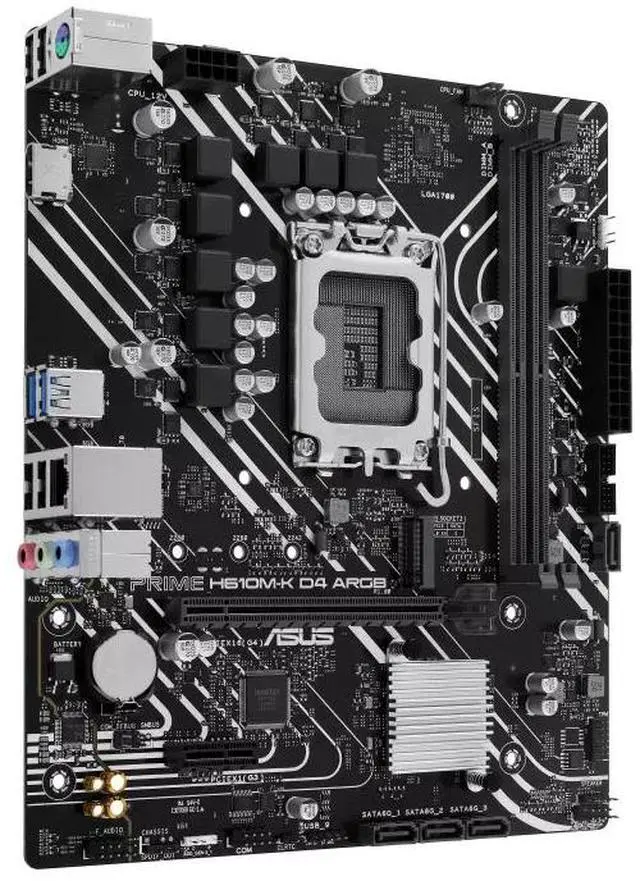 Alt view image 3 of 6 - ASUS PRIME H610M-K D4 ARGB Intel H610 (LGA 1700) micro-ATX motherboard with DDR4, PCIe 4.0, M.2 slot, Realtek 1 Gb Ethernet,Two-Way AI Noise Cancelation, Aura Sync