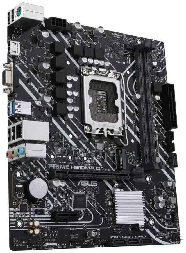 Alt view image 4 of 7 - ASUS PRIME H610M-K D4-CSM Intel H610 (LGA 1700) mic-ATX motherboard, DDR4, PCIe 4.0, M.2 slot, Realtek 1 Gb Ethernet,USB 3.2 Gen 1 ports, SATA 6 Gbps, COM header, RGB header, 5X PROTECTION III