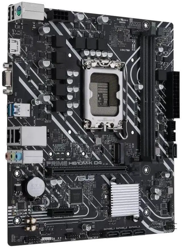 Alt view image 3 of 7 - ASUS PRIME H610M-K D4-CSM Intel H610 (LGA 1700) mic-ATX motherboard, DDR4, PCIe 4.0, M.2 slot, Realtek 1 Gb Ethernet,USB 3.2 Gen 1 ports, SATA 6 Gbps, COM header, RGB header, 5X PROTECTION III