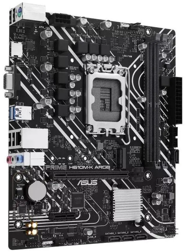Alt view image 3 of 7 - ASUS PRIME H610M-K ARGB Intel H610 (LGA 1700) micro-ATX motherboard, DDR5, PCIe 4.0, M.2 slot, Realtek 1 Gb Ethernet, SATA 6 Gbps, Addressable Gen 2 headers, Aura Sync