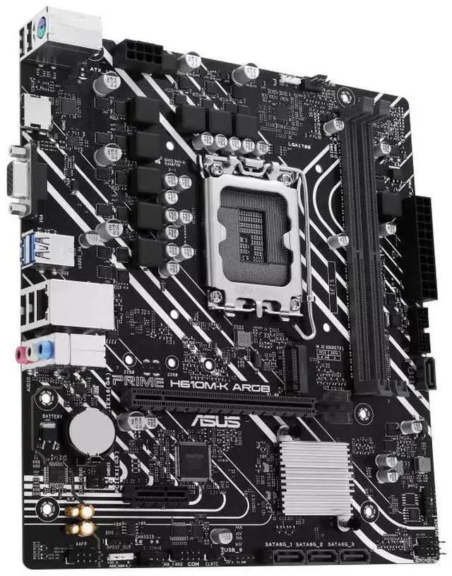 Alt view image 4 of 7 - ASUS PRIME H610M-K ARGB Intel H610 (LGA 1700) micro-ATX motherboard, DDR5, PCIe 4.0, M.2 slot, Realtek 1 Gb Ethernet, SATA 6 Gbps, Addressable Gen 2 headers, Aura Sync