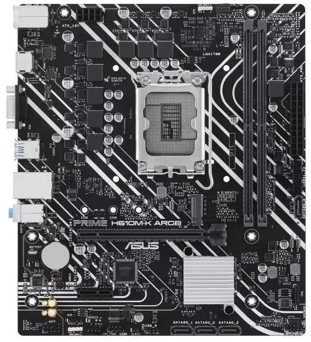 Alt view image 2 of 7 - ASUS PRIME H610M-K ARGB Intel H610 (LGA 1700) micro-ATX motherboard, DDR5, PCIe 4.0, M.2 slot, Realtek 1 Gb Ethernet, SATA 6 Gbps, Addressable Gen 2 headers, Aura Sync