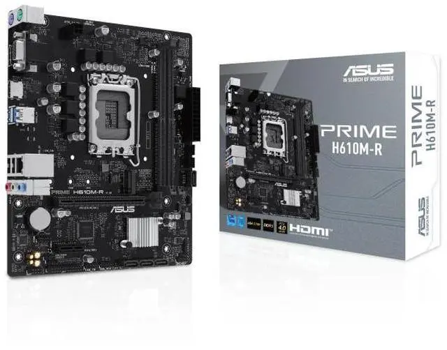 Main image of ASUS PRIME H610M-R Intel H610 (LGA 1700) micro-ATX motherboard DDR5, PCIe 4.0, M.2 slot, Realtek 1 Gb Ethernet, DisplayPort,  SATA 6 Gbps , COM header, LPT header, TPM header