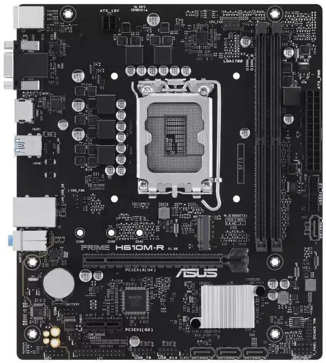 Alt view image 2 of 7 - ASUS PRIME H610M-R Intel H610 (LGA 1700) micro-ATX motherboard DDR5, PCIe 4.0, M.2 slot, Realtek 1 Gb Ethernet, DisplayPort,  SATA 6 Gbps , COM header, LPT header, TPM header