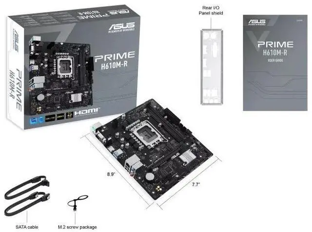 Alt view image 7 of 7 - ASUS PRIME H610M-R Intel H610 (LGA 1700) micro-ATX motherboard DDR5, PCIe 4.0, M.2 slot, Realtek 1 Gb Ethernet, DisplayPort,  SATA 6 Gbps , COM header, LPT header, TPM header