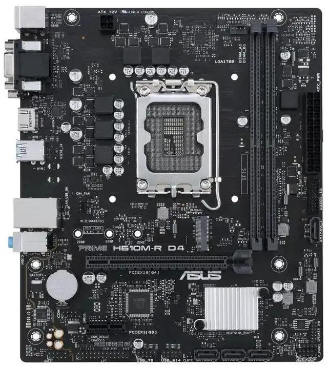Alt view image 2 of 7 - ASUS PRIME H610M-R D4 Intel H610 (LGA 1700) micro-ATX motherboard with DDR4, PCIe 4.0, M.2 slot, Realtek 1 Gb network card,USB 3.2 Gen 1 interface, SATA 6 Gbps , COM pin, LPT pin, TPM PIN