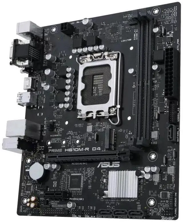 Alt view image 4 of 7 - ASUS PRIME H610M-R D4 Intel H610 (LGA 1700) micro-ATX motherboard with DDR4, PCIe 4.0, M.2 slot, Realtek 1 Gb network card,USB 3.2 Gen 1 interface, SATA 6 Gbps , COM pin, LPT pin, TPM PIN