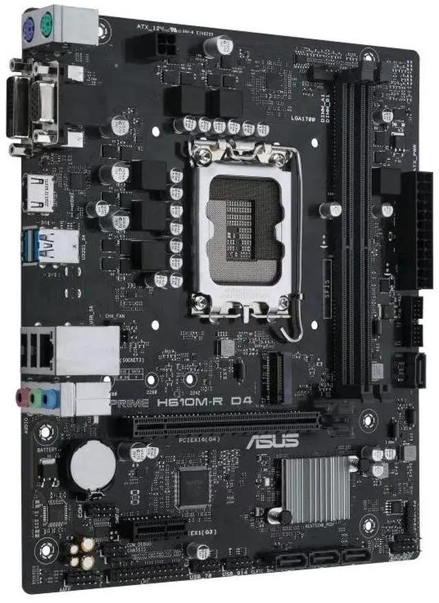 Alt view image 3 of 7 - ASUS PRIME H610M-R D4 Intel H610 (LGA 1700) micro-ATX motherboard with DDR4, PCIe 4.0, M.2 slot, Realtek 1 Gb network card,USB 3.2 Gen 1 interface, SATA 6 Gbps , COM pin, LPT pin, TPM PIN
