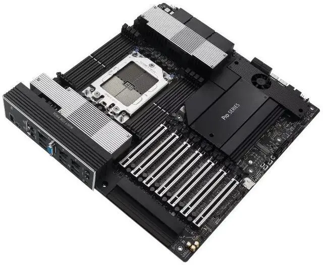 Alt view image 4 of 7 - ASUS Pro WS WRX90E-SAGE SE AMD sTR5 EEB workstation motherboard, seven PCIe 5.0 x16 slots, 32+3+3+3 power stages, CPU and memory overclocking, 4 PCIe 5.0 M.2 slots, dual 10 Gb LAN, PCIe Q-release Slim