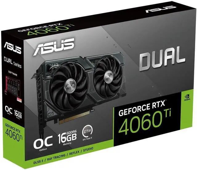 Alt view image 7 of 7 - ASUS Dual GeForce RTX 4060 Ti 16GB  Edition GDDR6 (PCIe 4.0, 16GB GDDR6, DLSS 3, HDMI 2.1a, DisplayPort 1.4a, 2.5-slot design, Axial-tech fan design, 0dB technology) DUAL-RTX4060TI-16G