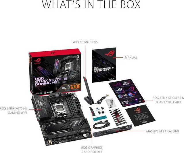 Alt view image 7 of 7 - ASUS ROG STRIX X670E-E GAMING WIFI AMD X670 ATX motherboard,AM5 DDR5 support,two PCIe 5.0 x16 slots,USB 3.2 Gen 2x2,onboard WiFi 6E,Dynamic OC Switcher, Core Flex, AI Cooling II,Aura Sync RGB lighting