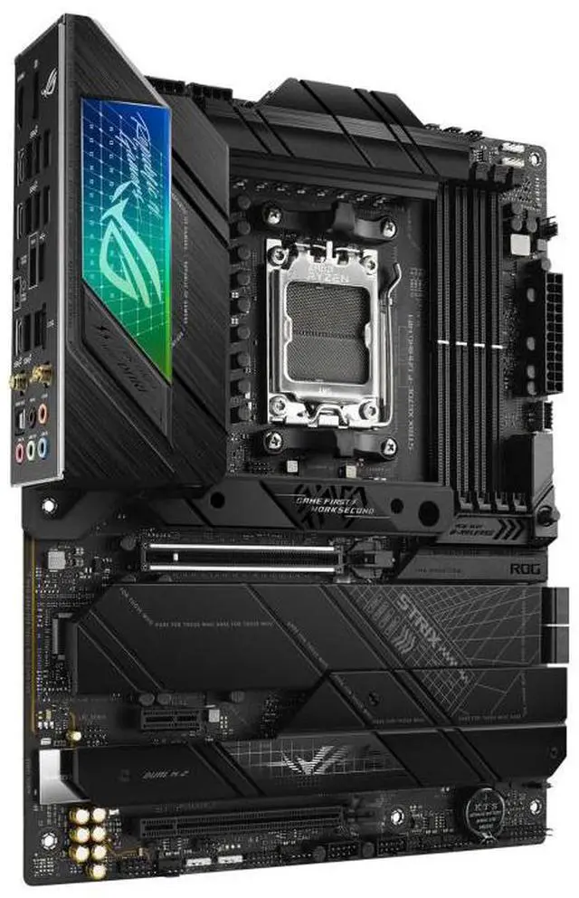 Alt view image 3 of 7 - ASUS ROG STRIX X670E-F GAMING WIFI AMD X670 ATX motherboard,AM5,DDR5 support,PCIe 5.0 NVMe SSD support, M.2 backplate,USB 3.2 Gen 2x2,Dynamic OC Switcher,Core Flex,AI Cooling II,Aura Sync RGB lighting