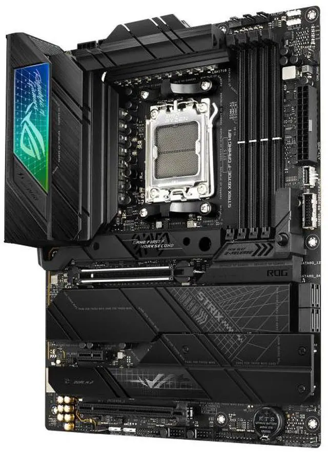 Alt view image 4 of 7 - ASUS ROG STRIX X670E-F GAMING WIFI AMD X670 ATX motherboard,AM5,DDR5 support,PCIe 5.0 NVMe SSD support, M.2 backplate,USB 3.2 Gen 2x2,Dynamic OC Switcher,Core Flex,AI Cooling II,Aura Sync RGB lighting