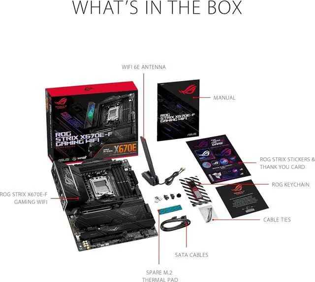 Alt view image 7 of 7 - ASUS ROG STRIX X670E-F GAMING WIFI AMD X670 ATX motherboard,AM5,DDR5 support,PCIe 5.0 NVMe SSD support, M.2 backplate,USB 3.2 Gen 2x2,Dynamic OC Switcher,Core Flex,AI Cooling II,Aura Sync RGB lighting