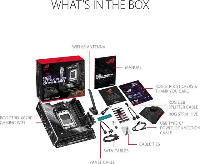 Alt view image 7 of 7 - ASUS ROG STRIX X670E-I GAMING WIFI AMD X670 Mini-ITX motherboard AM5,ROG Strix Hive,EZ mode PBO button,DDR5 support,onboard WiFi 6E,Core Flex,AI Cooling II,two USB4 Type-C ports,Aura Sync RGB lighting