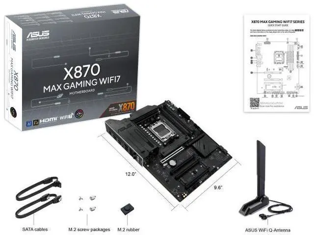Alt view image 7 of 7 - ASUS X870 MAX GAMING WIFI7 AMD X870 (AM5 Socket) ATX motherboard,DDR5,three M.2 slots,Realtek 2.5Gb Ethernet,USB 40Gbps,front USB 20Gbps Type-C connector,SATA 6Gbps ports,PCIe Slot Q-Release,Aura Sync
