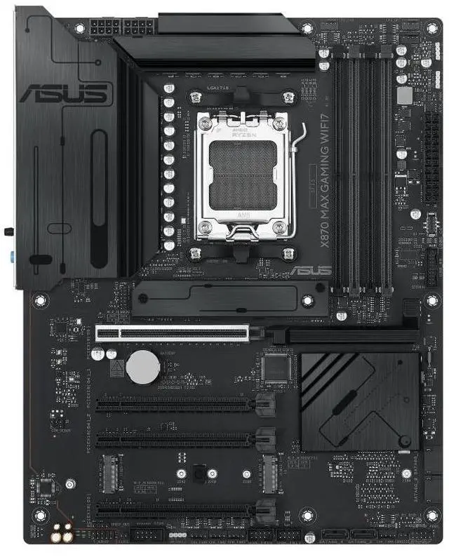 Alt view image 2 of 7 - ASUS X870 MAX GAMING WIFI7 AMD X870 (AM5 Socket) ATX motherboard,DDR5,three M.2 slots,Realtek 2.5Gb Ethernet,USB 40Gbps,front USB 20Gbps Type-C connector,SATA 6Gbps ports,PCIe Slot Q-Release,Aura Sync