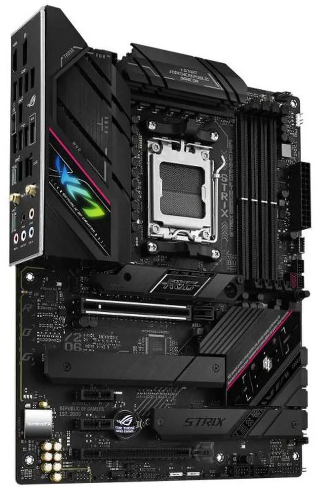 Alt view image 3 of 7 - ASUS ROG Strix B650E-F Gaming WiFi AMD B650 AM5 Ryzen Desktop 9000 8000 & 7000 ATX Motherboard, 12+2 Power Stages, DDR5, 3X M.2 Slot, PCIe 5.0, WiFi 6E, 2.5G LAN, USB 3.2 Gen 2x2 Type-C, Aura Sync