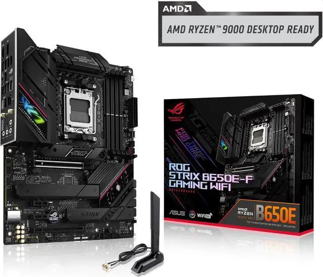 Main image of ASUS ROG Strix B650E-F Gaming WiFi AMD B650 AM5 Ryzen Desktop 9000 8000 & 7000 ATX Motherboard, 12+2 Power Stages, DDR5, 3X M.2 Slot, PCIe 5.0, WiFi 6E, 2.5G LAN, USB 3.2 Gen 2x2 Type-C, Aura Sync