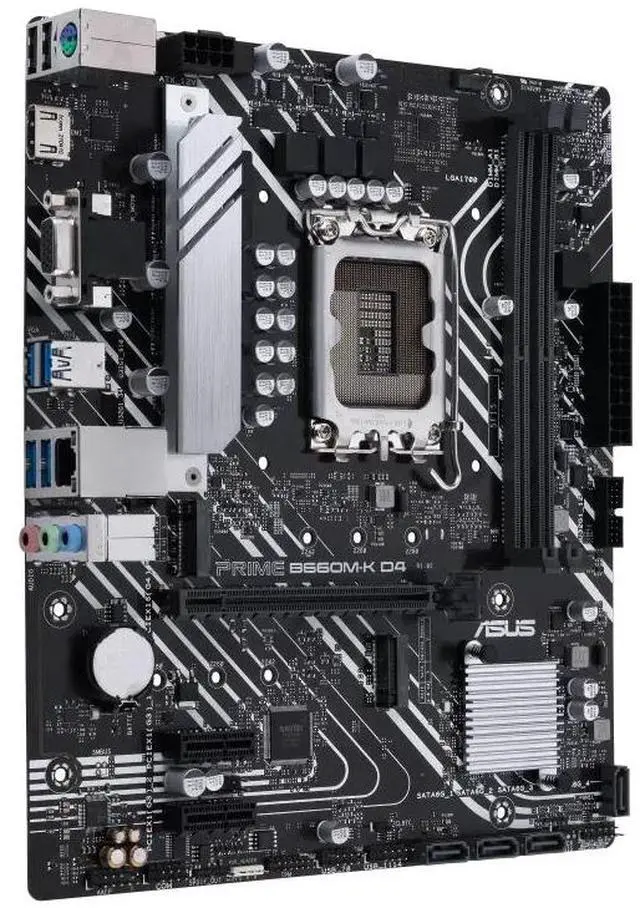 Alt view image 3 of 7 - ASUS PRIME B660M-K D4 Intel B660 (LGA 1700) mATX motherboard with PCIe 4.0, two M.2 slots, DDR4, HDMI, D-Sub, Realtek 1Gb Ethernet, front USB 3.2 Gen 1, ASUS Lighting Control