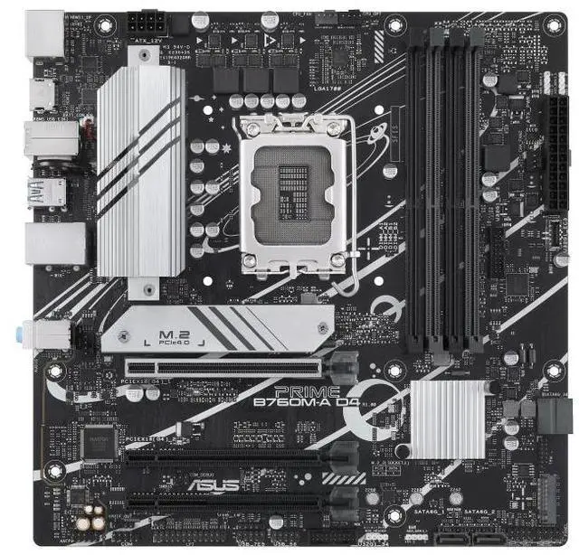 Alt view image 2 of 7 - ASUS Prime B760M-A D4 Intel B760 (LGA 1700)(13th and 12th Gen) mATX Motherboard, PCIe 4.0, 2xM.2 Slots,2.5Gb LAN, DisplayPort,Dual HDMI,Rear USB 3.2 Gen 2, Front 1 Type-C, Aura Sync