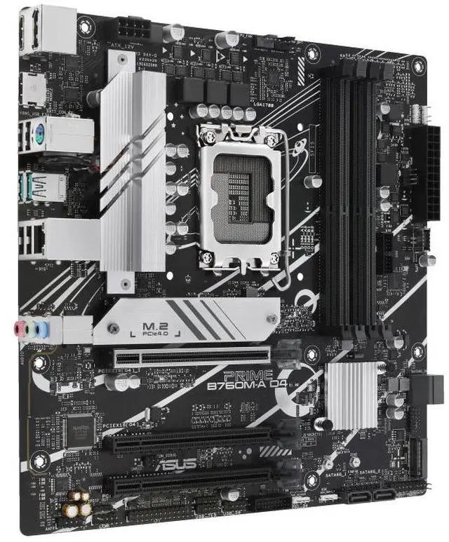 Alt view image 3 of 7 - ASUS Prime B760M-A D4 Intel B760 (LGA 1700)(13th and 12th Gen) mATX Motherboard, PCIe 4.0, 2xM.2 Slots,2.5Gb LAN, DisplayPort,Dual HDMI,Rear USB 3.2 Gen 2, Front 1 Type-C, Aura Sync