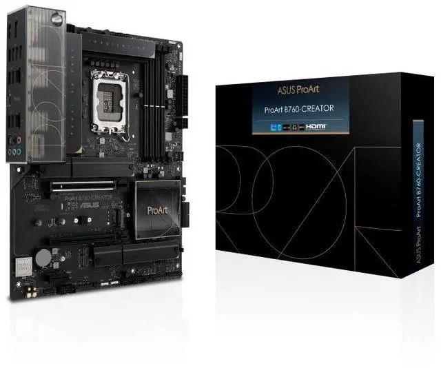 Main image of ASUS ProArt B760-CREATOR Intel B760 LGA 1700 ATX motherboard,Advanced AI PC ready,PCIe 5.0,DDR5,2.5 Gb and 1 Gb Ethernet,3×M.2 slots,plus a USB 3.2 Gen 2x2 front-panel connector,60W Quick Charge 4+