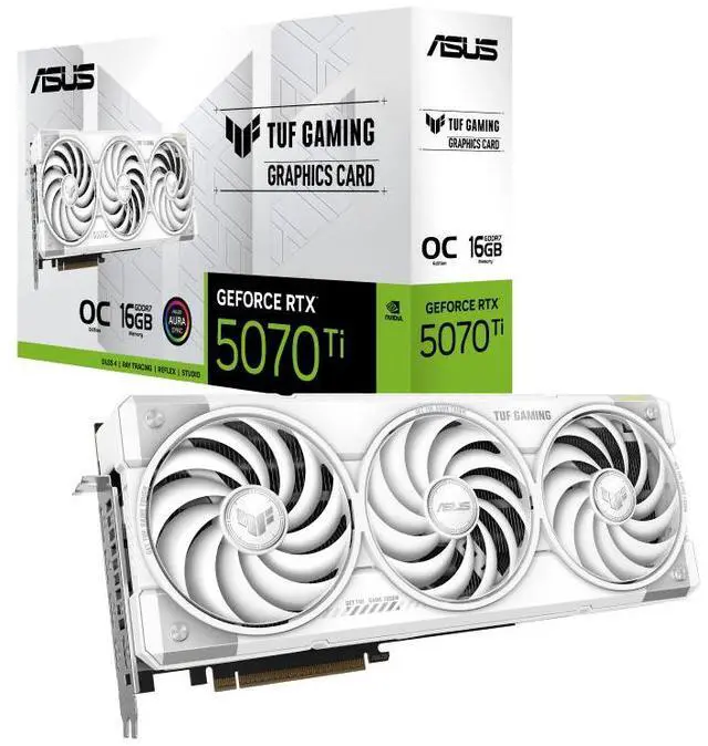 Alt view image 7 of 7 - ASUS TUF Gaming white GeForce RTX 5070 Ti  Edition 16GB GDDR7 TUF-RTX5070TI-16G-WHITE-GAMING PCI-Express 5.0 DLSS 4.0 Graphics Card