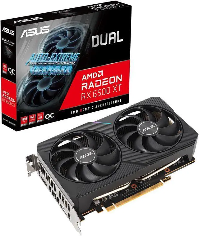Alt view image 7 of 7 - ASUS Dual AMD Radeon RX 6500 XT OC Edition 4GB GDDR6 Gaming Graphics Card (AMD RDNA 2, PCIe 4.0, 4GB GDDR6 Memory, HDMI 2.1, DisplayPort 1.4a, Axial-tech Fan Design, 0dB Technology) DUAL-RX6500XT-O4G
