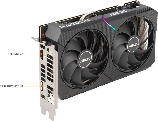 Alt view image 7 of 7 - ASUS Dual AMD Radeon RX 6500 XT Edition 4GB GDDR6 Gaming Graphics Card (AMD RDNA 2, PCIe 4.0, 4GB GDDR6 Memory, HDMI 2.1, DisplayPort 1.4a, Axial-tech Fan Design, 0dB Technology) DUAL-RX6500XT-4G