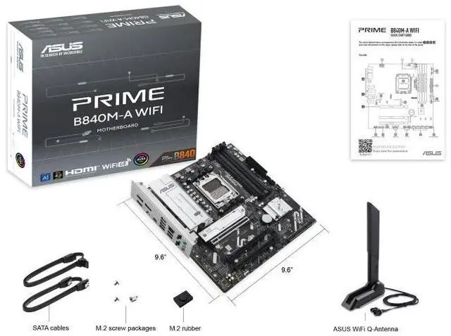 Alt view image 7 of 7 - ASUS PRIME B840M-A WIFI AMD B840 (AM5 Socket) micro-ATX motherboard, DDR5, PCIe 4.0 Ready, three M.2 slots, Wi-Fi 6E,Realtek 2.5Gb Ethernet, Dual DisplayPort, rear and front USB 5Gbps Type-C,Aura Sync