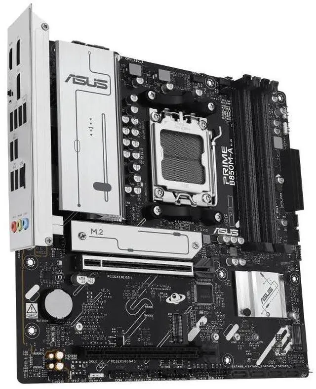Alt view image 4 of 7 - ASUS PRIME B850M-A AMD B850 (AM5 Socket) micro-ATX motherboard,DDR5,PCIe 5.0 Ready,three M.2 slots,Realtek 2.5Gb Ethernet,dual DisplayPort,front USB 5Gbps Type-C support,BIOS FlashBack,Aura Sync