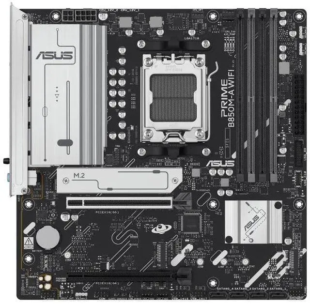 Alt view image 2 of 7 - ASUS PRIME B850M-A WIFI AMD B850 (AM5 Socket) micro-ATX motherboard,DDR5, PCIe 5.0 Ready,three M.2 slots,Wi-Fi 6E,Realtek 2.5Gb Ethernet,dual DisplayPort,HDMI,front USB 5Gbps Type-C support,Aura Sync