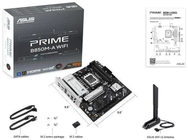 Alt view image 7 of 7 - ASUS PRIME B850M-A WIFI AMD B850 (AM5 Socket) micro-ATX motherboard,DDR5, PCIe 5.0 Ready,three M.2 slots,Wi-Fi 6E,Realtek 2.5Gb Ethernet,dual DisplayPort,HDMI,front USB 5Gbps Type-C support,Aura Sync