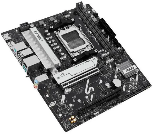 Alt view image 5 of 7 - ASUS PRIME B850M-K AMD B850 mATX motherboard, AM5, PCIe 5.0 Ready, two M.2 slots, Realtek 2.5Gb Ethernet, DisplayPort, HDMI, rear USB 10Gbps Type-A, front USB 5Gbps Type-C, BIOS FlashBack, Aura Sync