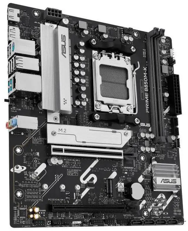 Alt view image 3 of 7 - ASUS PRIME B850M-K AMD B850 mATX motherboard, AM5, PCIe 5.0 Ready, two M.2 slots, Realtek 2.5Gb Ethernet, DisplayPort, HDMI, rear USB 10Gbps Type-A, front USB 5Gbps Type-C, BIOS FlashBack, Aura Sync