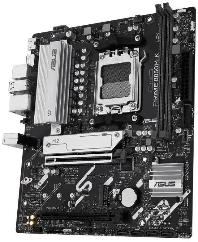 Alt view image 4 of 7 - ASUS PRIME B850M-K AMD B850 mATX motherboard, AM5, PCIe 5.0 Ready, two M.2 slots, Realtek 2.5Gb Ethernet, DisplayPort, HDMI, rear USB 10Gbps Type-A, front USB 5Gbps Type-C, BIOS FlashBack, Aura Sync