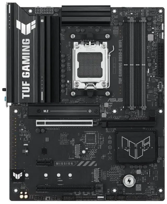 Alt view image 2 of 7 - ASUS TUF GAMING B850-E WIFI AMD AM5 B850 ATX motherboard, DDR5, PCIe 5.0 Ready, M.2 slots x3, Wi-Fi 6E, 2.5Gb Ethernet, DisplayPort, HDMI,USB 20Gbps Type-C,USB 10Gbps Type-C,BIOS FlashBack, Aura Sync