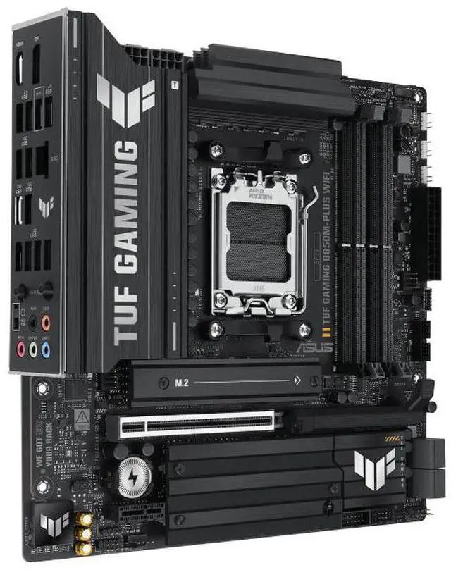Alt view image 3 of 7 - ASUS TUF Gaming B850M-PLUS WiFi AMD AM5 B850 mATX Motherboard, 14+2+1 80A DrMOS Stages, DDR5, PCIe 5.0, 3X M.2, Wi-Fi 6E, 2.5Gb LAN, DP, HDMI, USB 10Gbps & 20Gbps Type-C, BIOS Flashback, Aura Sync