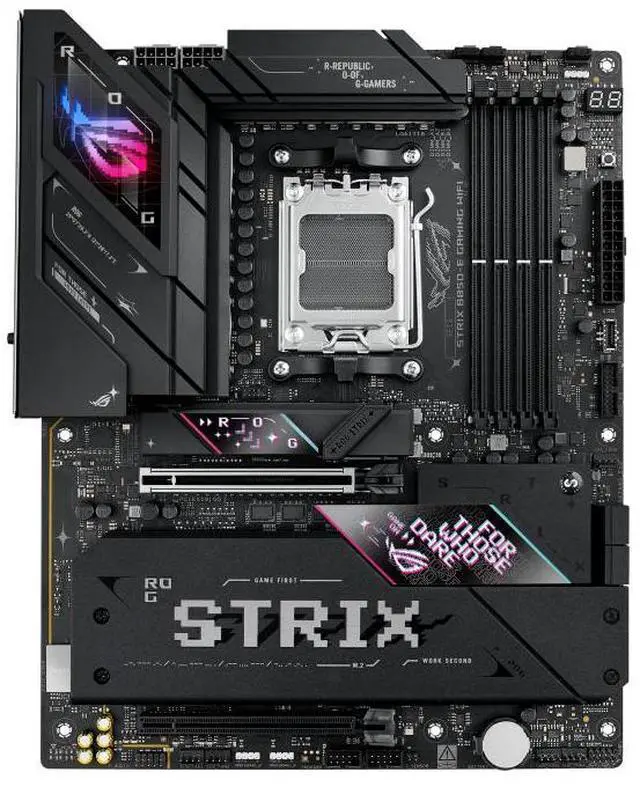 Alt view image 2 of 7 - ASUS ROG Strix B850-E Gaming WiFi AMD AM5 B850 ATX Motherboard 16+2+2 Stages, Dynamic OC, Core Flex,DDR5 w/AEMP, WiFi 7, 5X M.2, 5G LAN, PCIe 5.0,USB4, USB 20Gbps Type-C,AI OC, AI Networking,Black