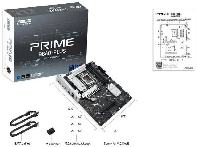 Alt view image 7 of 7 - ASUS PRIME B860-PLUS Intel B860 (LGA 1851) ATX motherboard, DDR5, PCIe 5.0 x16 SafeSlot, DisplayPort, USB 20Gbps port, front panel USB 5Gbps Type-C port, 3x M.2 slots, Realtek 2.5Gb Ethernet