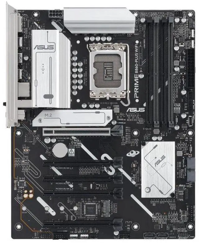 Alt view image 2 of 7 - ASUS PRIME B860-PLUS WIFI Intel B860 (LGA 1851) ATX motherboard,DDR5,PCIe 5.0 x16 SafeSlot,DisplayPort,front panel USB 5Gbps Type-C port,2x M.2 slots, Realtek 2.5Gb Ethernet,Pre-mounted I/O shield