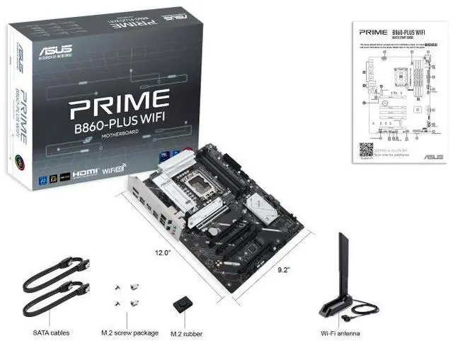 Alt view image 7 of 7 - ASUS PRIME B860-PLUS WIFI Intel B860 (LGA 1851) ATX motherboard,DDR5,PCIe 5.0 x16 SafeSlot,DisplayPort,front panel USB 5Gbps Type-C port,2x M.2 slots, Realtek 2.5Gb Ethernet,Pre-mounted I/O shield