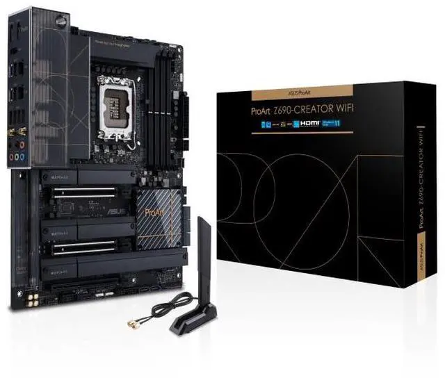 Main image of ASUS ProArt Z690-CREATOR WIFI Intel Z690 LGA 1700 ATX motherboard, PCIe 5.0,DDR5 ,Thunderbolt 4,10 Gb and 2.5 Gb Ethernet,WiFi 6E, 4×PCIe 4.0 M.2 slots,a USB 3.2 Gen 2x2 front panel connector