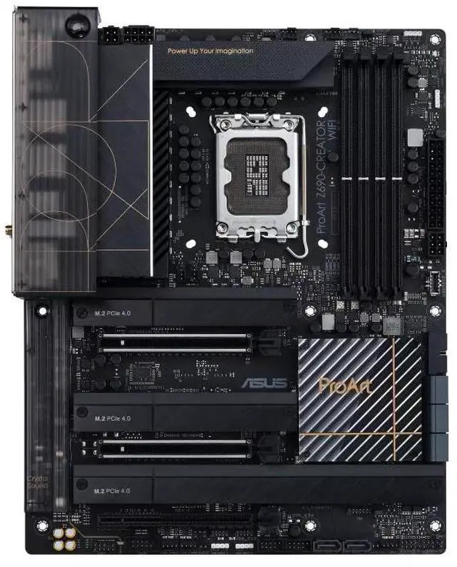 Alt view image 2 of 7 - ASUS ProArt Z690-CREATOR WIFI Intel Z690 LGA 1700 ATX motherboard, PCIe 5.0,DDR5 ,Thunderbolt 4,10 Gb and 2.5 Gb Ethernet,WiFi 6E, 4×PCIe 4.0 M.2 slots,a USB 3.2 Gen 2x2 front panel connector