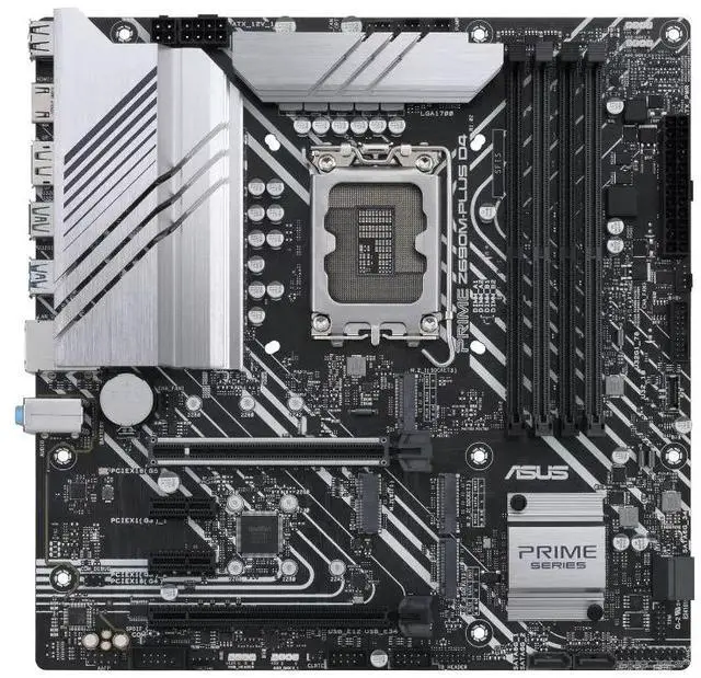 Alt view image 2 of 7 - ASUS PRIME Z690M-PLUS D4 Intel Z690 (LGA 1700) mATX motherboard,PCIe 5.0,three M.2 slots,10+1 DrMOS, DDR4,DisplayPort,Intel 1 Gb Ethernet,USB 3.2 Gen 2x2 Type-C,front USB 3.2 Gen 1 Type-C,Aura Sync